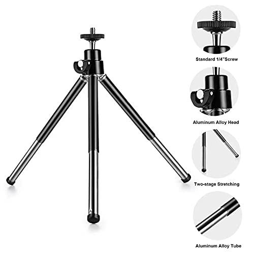 Mini Tripod for Webcam and Phone, Metal Extendable Webcam Stand with Phone Holder, Tripod for Webcam - color: Black
