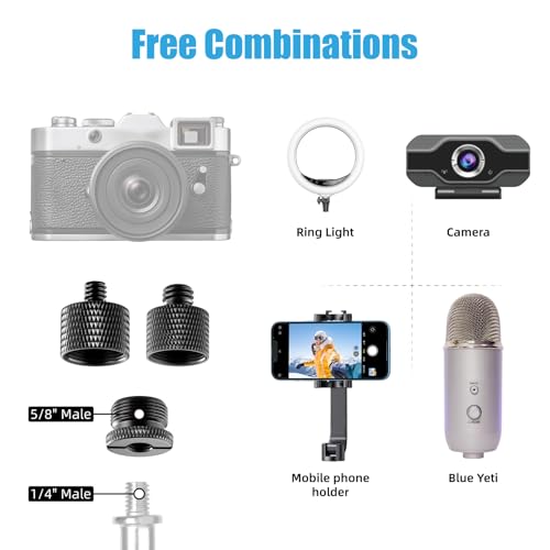 8 Pack Mic Stand Adapter 5/8 Female to 3/8 Male and 3/8 Female to 5/8 Male, 5/8 Female to 1/4 Male and 1/4 Female to 5/8 Male Screw Thread Adapter Mic for Microphone Stand Boom Arm Camera Tripod