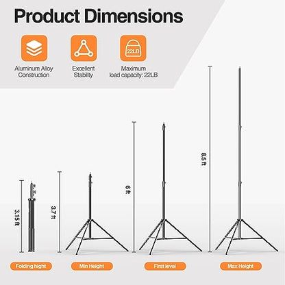 EMART Heavy Duty Light Stand 8.5ft, Spring Cushioned, Aluminum Alloy Construction, Photo Video Studio Tripod with Carrying Bag for Photography Lighting, Parabolic Softbox, Flash (1 Pack) - size: 1 Pack