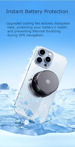 Magnetic Car Phone Holder with Cooling Fan and Wireless Charging, 360° Rotating Dashboard Windshield Vacuum Suction Cup Mount, Universal Phone Stand for iPhone 17/16/15/14/13, Samsung Galaxy S26/S25