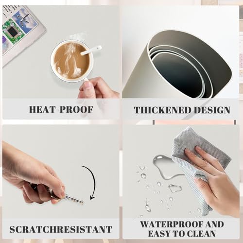 Dry Erase Desk Mat, Waterproof Desk Pad, Erasable Writing White Board for Making Plans, Non-Slip Large Desktop Protector for Office, Home, School 31"x13" (Grey) - color: Grey