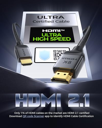 Silkland Certified HDMI 2.1 Cable, [4K@240Hz 144Hz 120Hz, 8K@60Hz] 1440P Ultra High Speed HDMI Cable 48Gbps (Upgrade Braided), HDR10+, eARC, HDCP 2.3, Compatible for Xbox/PS5/PS4/Roku TV-6.6ft - color: Grey, size: 6.6 Feet, style: 1-Pack