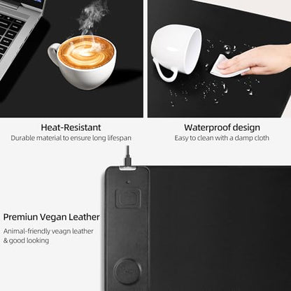 Mouse Pad with Wireless Charging, Gaming Mouse Pad with Ultra-Smooth Surface, Large XXL Desk Mat, Non-Slip Mouse Mat, Waterproof Computer Keyboard Pad for Gaming, Desk, Office, PC, 900x400x4MM, Black - color: Black - 35.4"x15.7"