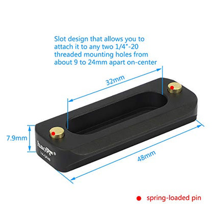 Haoge VA-QR48 Quick Release NATO Rail Plate with 1/4'' Screws for Camera Cage Cheese Plate fit NATO-Compatible Handle Clamp Articulating Arms Monitor Mount - color: 48mm NATO Rail