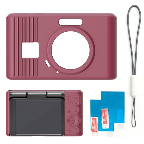 Silicone Case for kodak pixpro C1 Digital Camera with 2PCS Screen Protector and Lanyard - (red) - color: Red