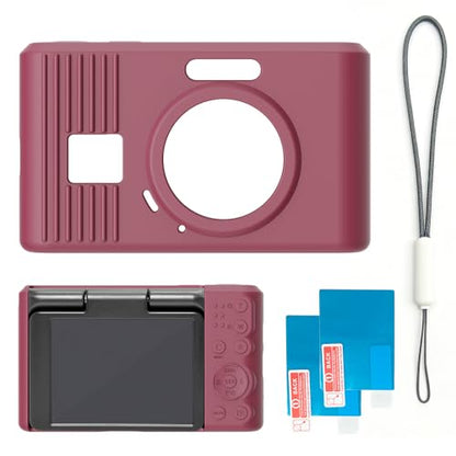Silicone Case for kodak pixpro C1 Digital Camera with 2PCS Screen Protector and Lanyard - (red) - color: Red