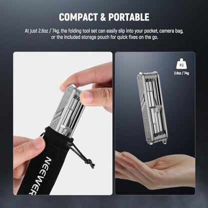 NEEWER 10 in 1 Multifunctional Foldable Screwdriver Tool Set: 4 Screwdrivers, 6 Hex Keys, Pocket Tool, Compatible with SmallRig Camera Cage Rig Tripod QR Plate, UA048S Silver - style: 10-in-1 Screwdrivers Tool Set(Silver)