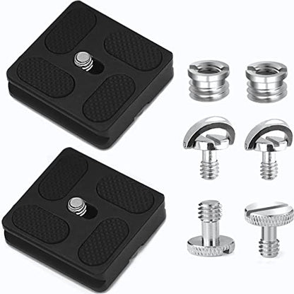 Niewalda Aluminum Metal Quick Release Plate with 1/4" D-Ring Screw/Slotted Screw and 3/8" to 1/4" Mount Screw Adapter, Tripod Mounting Plate Fits Arca-Swiss for SLR Camera Tripod Ball Head (PU-40) - color: PU40
