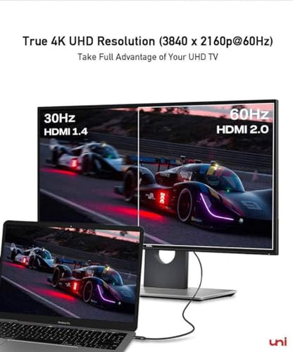 uni USB C to HDMI Cable 10ft 4K@60Hz for Galaxy S24,MacBook,Chromebook | Thunderbolt 3/4,Sturdy Aluminum, High-Speed, Samsung S8-S24, MacBook Pro/Air, iPad Pro/Air 4, iPhone 15 Pro/Max, Chromebook - size: 10FT