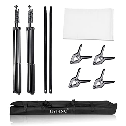 HYJ-INC Photo Video Studio 12 x10ft 100% Muslin White Backdrop with 10 x 8.5ft Stand Photography Background Support System Kit,Clamp, Carry Bag
