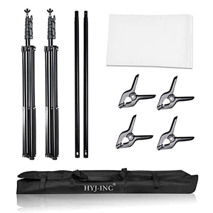 HYJ-INC Photo Video Studio 12 x10ft 100% Muslin White Backdrop with 10 x 8.5ft Stand Photography Background Support System Kit,Clamp, Carry Bag