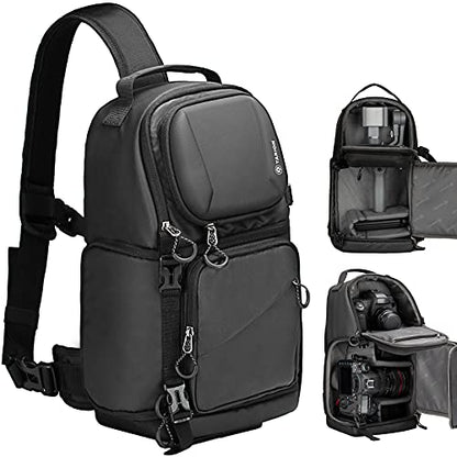 TARION Camera Sling Bag Backpack - DSLR Sling Camera Bag for Photographers | Cross body Sling Bag with Raincover Tripod Holder Photography Compact Slingpack Black TR-S - color: Sling Bag Black, size: Large