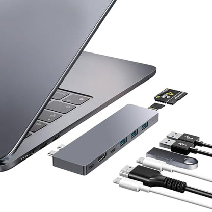 USB C Hub, 8 in 2 USB Adapter for MacBook Pro Air, Thunderbolt 4 Dock 100W PD, 40Gbps, 4K HDMI, USB C 3.0, 3 USB A 3.0, SD/TF Card Reader, Compatible with MacBook Pro Air M1/M2/M3/M4 - size: 9820 Gray