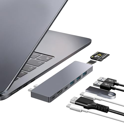 USB C Hub, 8 in 2 USB Adapter for MacBook Pro Air, Thunderbolt 4 Dock 100W PD, 40Gbps, 4K HDMI, USB C 3.0, 3 USB A 3.0, SD/TF Card Reader, Compatible with MacBook Pro Air M1/M2/M3/M4 - size: 9820 Gray