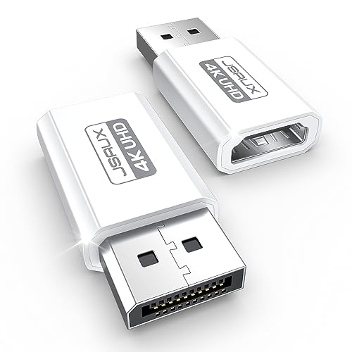 4K DisplayPort to HDMI Adapter 2-Pack, JSAUX DP PC to HDMI Monitor Converter Video UHD 2K@120Hz,4K@30 DP to HDTV Male to Female Uni-Directional adapter Compatible with Dell, Lenovo, HP,GPU, AMD -White - color: White, size: 2Pack