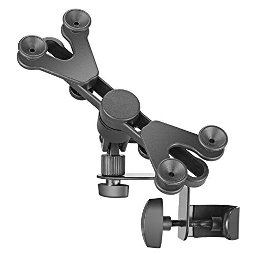 Amazon Basics Adjustable Tablet Holder for Music Stand, Secure Portable iPad Holder with 360 Degree Swivel, Fits 7-11" Screens, Black