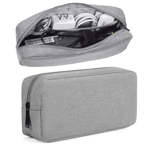 CAAORDKSO Electronic Cable Organizer Bag, Travel Accessories Carry Case Portable Waterproof Electronics Organizer Case for Cable, Cord, Charger, Phone, Power Bank, Earphone (Big-Light Grey) - color: Big-Light Grey, size: Big