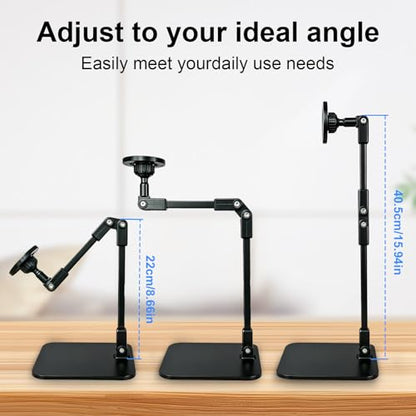 Magnetic Overhead Phone Mount for Nail, Adjustable Smartphone Holder for Desk, Stand for Cooking Videos, Content Creator, Live Streaming, Filming, Video Recording