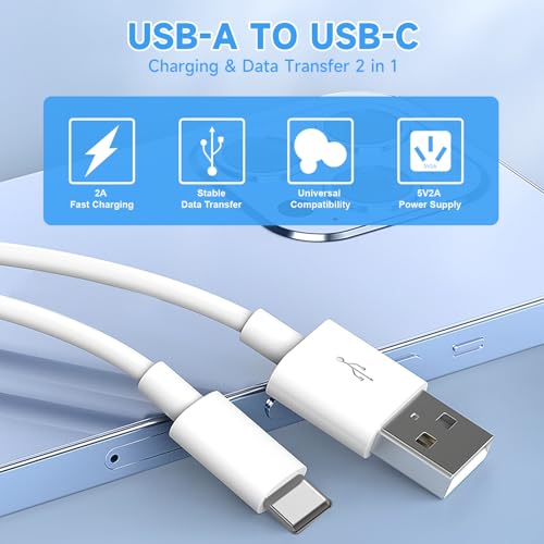 20ft/6M Long USB C Cable, Charging and Data Transfer, Durable USB A to USB C Power Charging Replacement Cord for Home Security Cameras, Phones, Switch Pro Controllers and More USB-C Devices-White - size: 20ft