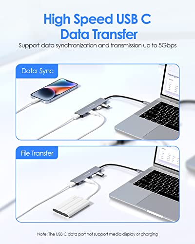 LENTION 6-in-1 USB C Hub, 4K@60Hz HDMI, 100W PD, 3 USB 3.0, USB-C Data | Ideal for Work & Study, Stable Driver 3.0 Adapter, Compatible with macOS, iOS/iPadOS, Windows & ChromeOS (CE35p, Space Gray) - color: Space Gray