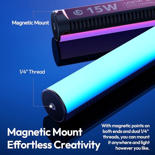 ULANZI B15RGB Magnetic RGB Light Wand - Handheld LED Video Light Stick with Diffuser, 3300mAh 1800-9000K 20 Effect Dimmable Camera Tube Light for Video Recording Studio Photography TikTok YouTube Vlog - size: 1 pcs-Medium