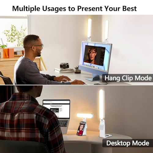 yAyusi Dual-lamp Video Conference Lighting, LED Streaming Light with Remote and Touch Control, Zoom Lighting for Computer,Webcam Laptop Monitor Ring Light for Video Calls/Zoom Meetings (White) - color: White