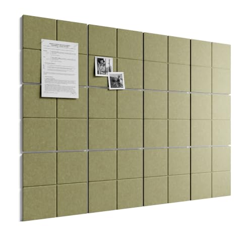 Bumusty Large Felt Bulletin Board, 48" x 36" Cork Board Alternative, 12-Pack Wall Tiles with 4-Compartment Design, 30 Push Pins, 70 Adhesive Tabs, Ideal for Office & Home Decor, Olive Green - color: Olive Green, size: 4-Compartment 12-pack