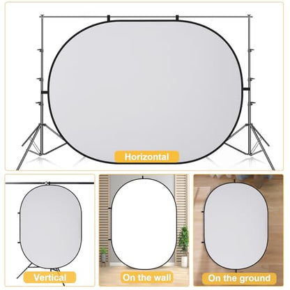 Kate Collapsible Pop-Up Backdrop for Self-Tape Auditions, Professional Headshots, Video Conferencing & Live Streaming - Portable Photography Background (5'x6.5' / 1.5x2m, White/Gray) - color: White/Gray