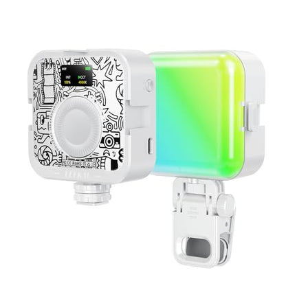 Leekai P6 RGB Video Light, Magnetic Portable Photography Lighting with Clip for Phone/Laptop, CRI 95+ 2500K-9000K, 2000mAh Rechargeable LED Camera Light for YouTube TikTok Zoom Meetings - color: White