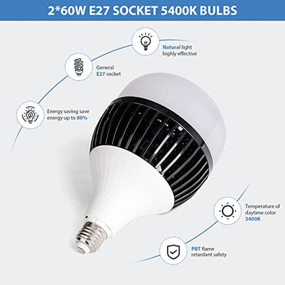 HPUSN Softbox Photography Lighting Kit, 30"X30" Softbox Lighting Kit, 2pcs E27 Socket 5400K LED Bulb, Photo Studio Light for Portrait Lighting, Photography/Video Recording/Live Streaming/YouTube