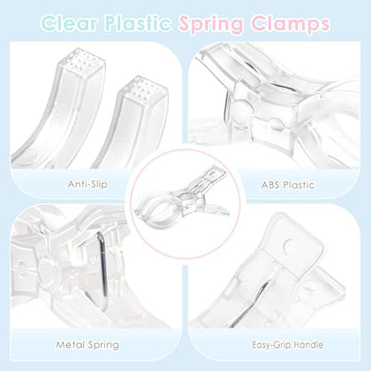 RELBRO Spring Clamps, 3.5 Inch Clear Plastic Clips for Balloon Arch Backdrop Craft Decoration Projects, Invisible Design, 10 Pcs