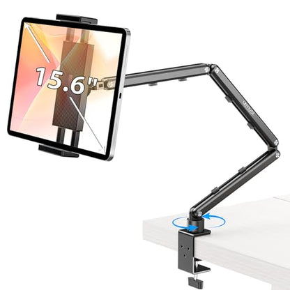 Urmust Tablet Stand for Desk, Adjustable iPad Holder for Bed, 360° Rotation, Sturdy Aluminum Tablet Arm Mount for 4.7"-15.6" iPad Pro/Air/Mini, iPhone, Galaxy Tab, for Kitchen, Work, Video Call - size: 3 Arm-Up to 15.6"