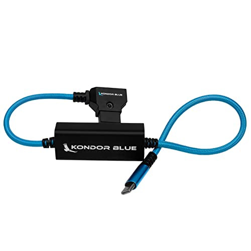 KONDOR BLUE | 16 Inch D-Tap to USB-C PD Power Delivery Cable, 2-Way | 65W Fast Charge, 5V 9V 12V PD, Smart D-Tap Reverse Polarity Protection for Mirrorless Cameras and Camera Rigs | Blue - color: Blue