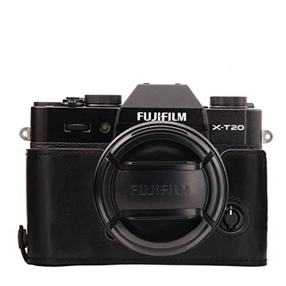 MegaGear Ever Ready Leather Camera Half Case and Strap Compatible with Fujifilm X-T30, X-T20, X-T10 - color: Black