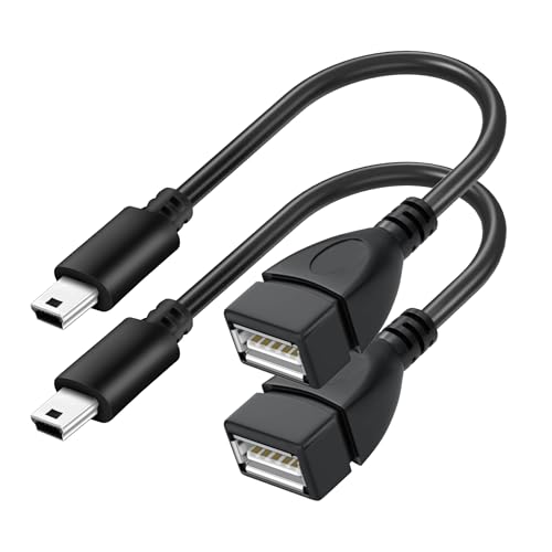 SaiTech IT 2 Pack Mini USB OTG Adapter Cable Black | USB A Female to Mini USB B OTG adapter cable, Compatible with digital cameras. - size: 2 Pack