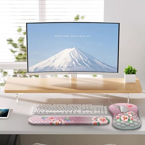 Mouse Pad with Wrist Rest & Keyboard Wrist Rest, Memory Foam - color: Bird Pink