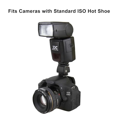 JJC Standard Hot Shoe Adapter with Extra PC sync Connection Port & 3.5mm Mini Phone Connection Port for Connecting Cameras to Additional Off-Camera Flash,Studio Light,Strobes or Other Accessories - size: Hot Shoe on the Bottom