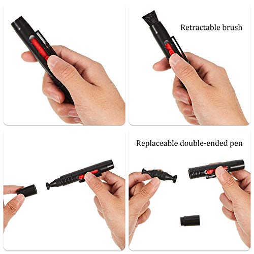 3 Pieces Multifunction Lens Cleaning Pen Brush Lens Brush for Optics Screen Cleaning Pen for Camera SLR Telescope Magnifying Glass Binoculars Spotting Scopes Rangefinders Monoculars