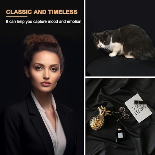 Aimosen 10 X 12 FT Large Black Backdrop Background for Photography, Pure Black Photo Backdrop Screen for Zoom Meeting, Polyester Cloth Fabric Curtain, Chromakey Video Photoshoot Studio Conference - color: Black