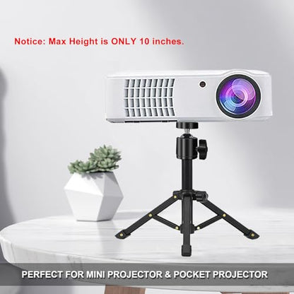 JCWINY Mini Projector Stand, All Metal Mini Tripod Desktop Tabletop Stand Compact Desk Tripod for Mini Projector, Logitech Webcam, iPhone, Camera, Smooth 4, Osmo Mobile, Vimble 2