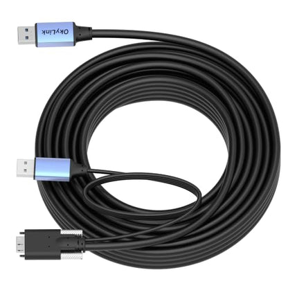 OkyLink Active USB 3.0 A to Micro-B Cable, 5Gbps, 32ft, Double Screw Lock | 10M, 3.2 Gen 1, Male to Male, for External Hard Drive HDD SSD - color: Screw USB3.0, size: 32ft (10m)