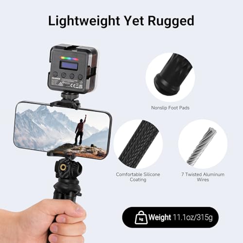 NEEWER Flexible Phone Tripod, Small Mini Camera Webcam Desk Stand, Phone Holder & Action Camera Mount Adapter Compatible with iPhone GoPro DJI Pocket 4 3 Xtra Muse Insta360 for Video Recording, TP34
