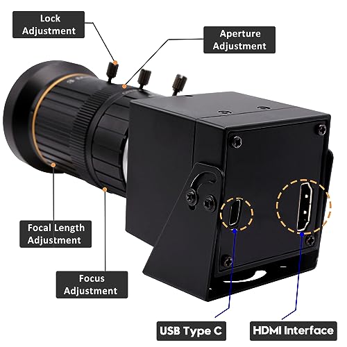 SVPRO HDMI USB Camera 4K 60fps USB3.0 Streaming Webcam with Zoom 5-50mm Telephoto Lens,10X Optical Zoom Industrial Microscope Camera H.264 Video Camera for Computer,Raspberry Pi,Monitor - color: Camera with 5-50mm Lens