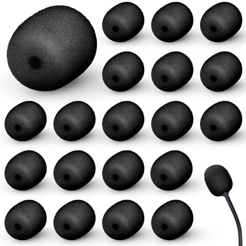 Mini Size Headset Windscreen Microphone Foam Cover Small Lapel Mic Sponge Pop Filter Replacement for Hole Ear-Hook Other Headset Microphones(2 x 15 mm,Black,20) - color: Black, size: 2 x 15 mm