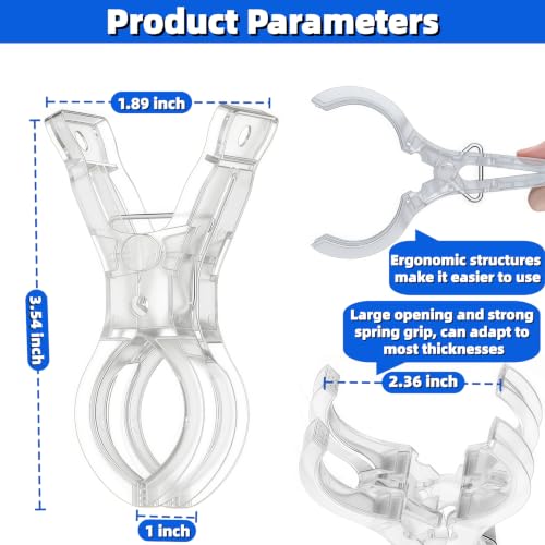 10 Pack Transparent Balloon Arch Clips, 3.5" Backdrop Spring Clamps with 200 Stretchy Rubber Bands for DIY Birthday Wedding Balloon Arch Party Decorations, Photo Studio & Craft Supplies