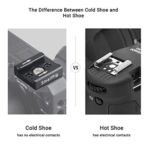 SMALLRIG Cold Shoe Mount Adapter with 1/4’’ Thread Hole for Camera and Camcorder Rigs – 1241
