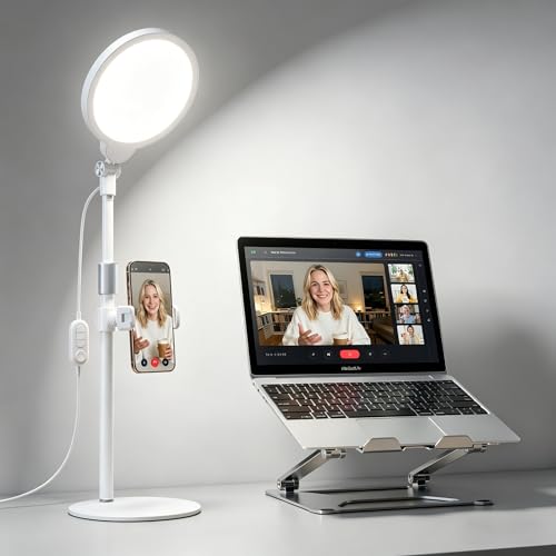 7" Desk Ring Light with Stand for Computer, 30 Lighting Modes for Video Conference, Zoom Lighting for Computer, Adjustable Desk Light for Video Recording, Calls, Podcast, Stream, 3000K-6500K, CRI 97.8 - color: White 1 Pack