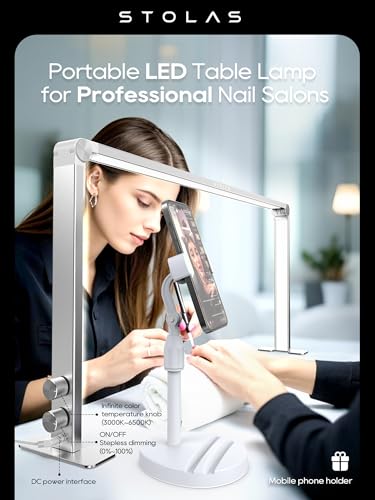 STOLAS Nail Tech Lamp for Desk, 4000K-6000K Dimmable LED Manicure Lamp, Desk Light for Nail Tech-Silver - color: Silver