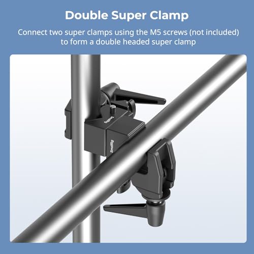 SmallRig Super Clamp Kit 2-Pack, Heavy Duty Max Load 33lb /15kg, with a 1/4"-20 & a 3/8"-16 Top Screw on a 5/8" Stud, for Photography Studio Video Camera Lighting, for Round Pipe and Flat Surface 5318 - size: Clamp (2 Pack)