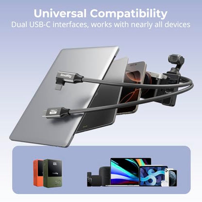 SMALLRIG USB4 40Gbps USB-C Cable, 240W Fast Charging & 8K@60Hz Video & 40Gbps Data Transfer, 35cm/13.8in Straight to Angled Connectors with Cable Tie, for MacBook for iPad Pro for iPhone - 5075 - size: 13.8 in (35 cm), style: Straight to Angled